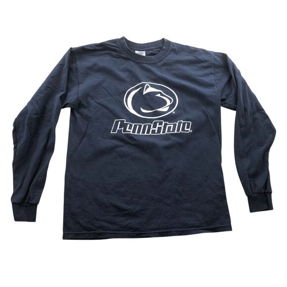 Gildan Mens Penn State T-Shirt Medium Long Sleeve Shirt Ultra Blend Navy Casual - Picture 1 of 11